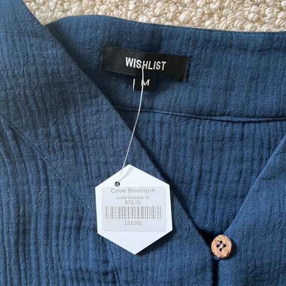 Navy Button Up Romper - Picture 3 of 3